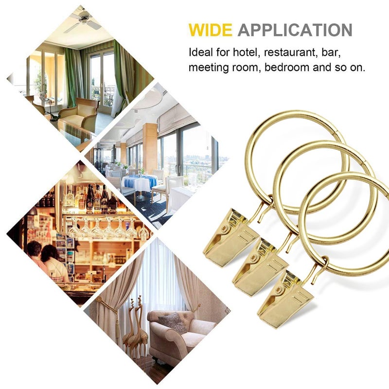 Fivebop 40 Pack Rings Curtain Clips Rustproof Metal Window Drapery Clip Vintage Heavy Duty Eyelet Curtain Rods Hangers Rings with Hooks, 1.25In Inner Diameter (Golden-Non Open) - Image 5